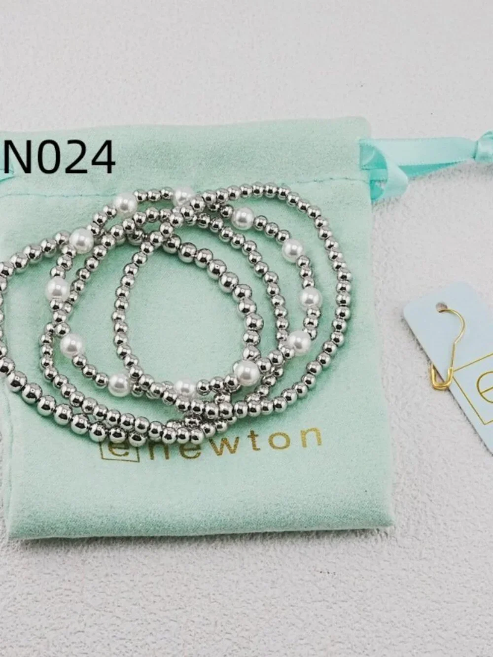 Enewton Platinum Bead & Pearl Bracelet Set
